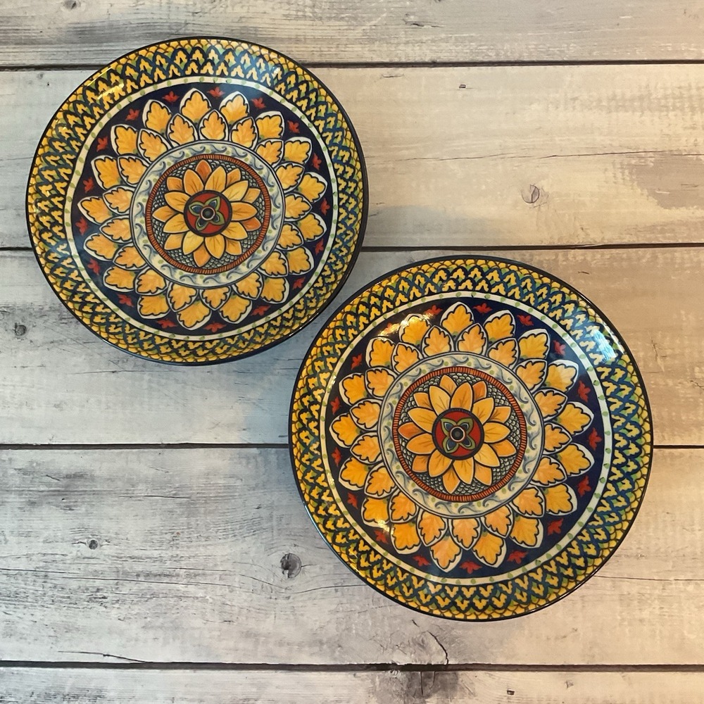 Williams Sonoma Sicily Pasta Bowls 8.5" Set Of 2 Blue Yellow Ceramic Italy #5